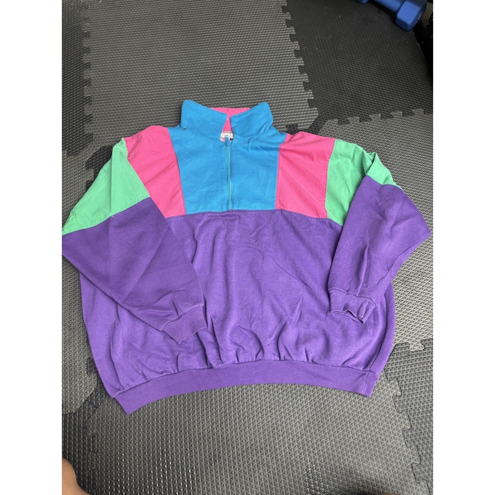 Vintage American Weekend Women's Colorblock 1/4 Zip Sweatshirt Pullover Top